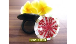 Balinese Seashells Finger Rings Resin Motif 